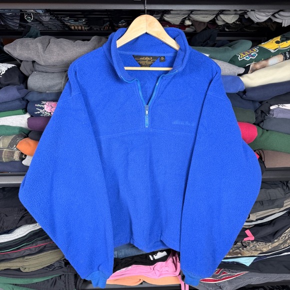 Eddie Bauer Other - vintage 90's Eddie Bauer Mens Fleece Pullover Jacket Blue Quarter Zip Size L